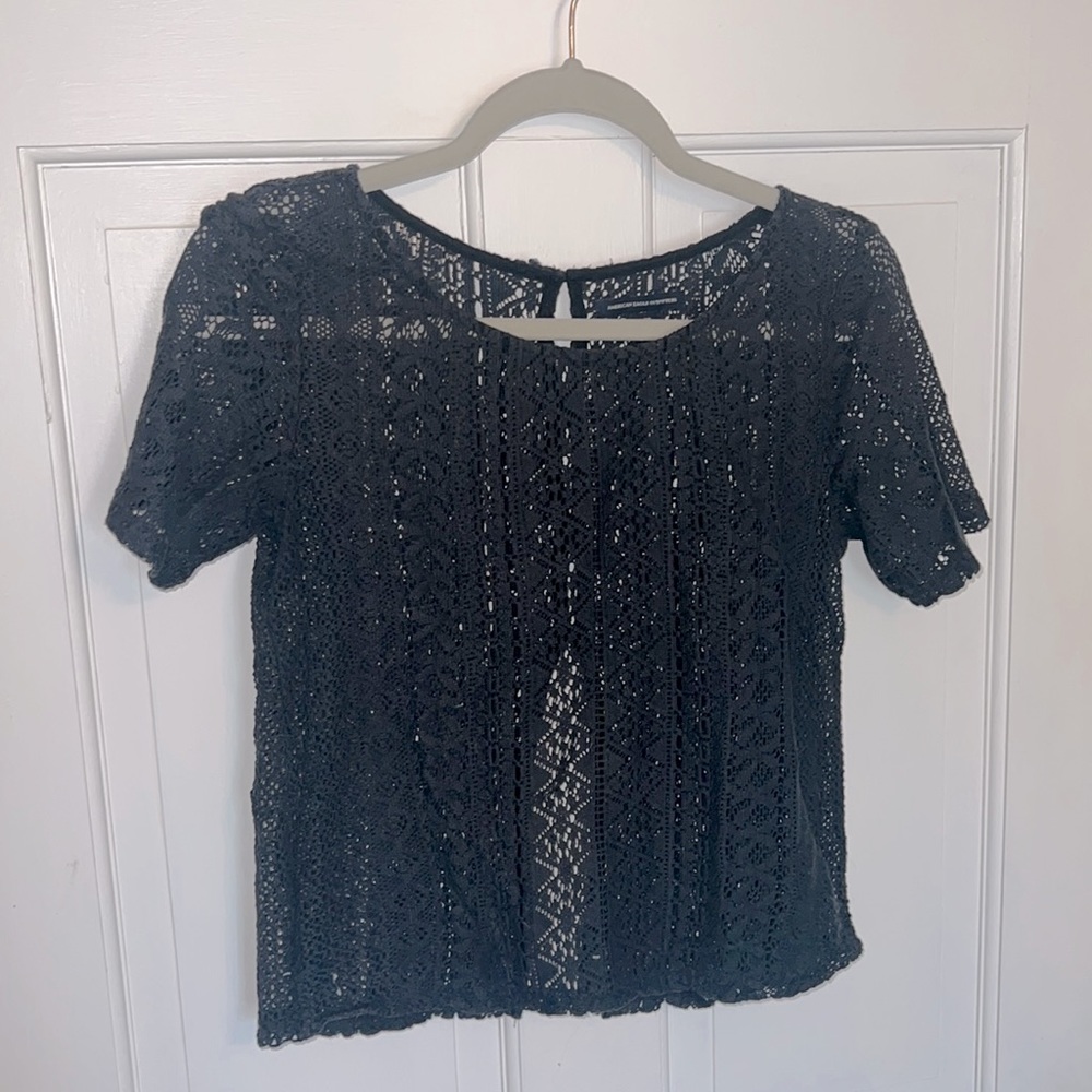 American Eagle Outfitters XS Navy Crochet Top
